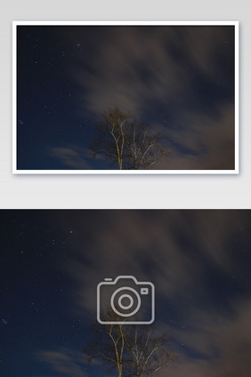夜晚的星空云彩和树