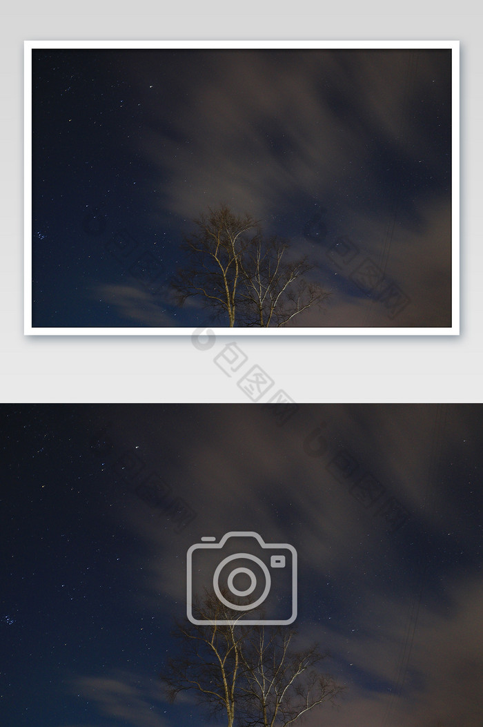 夜晚的星空云彩和树图片图片
