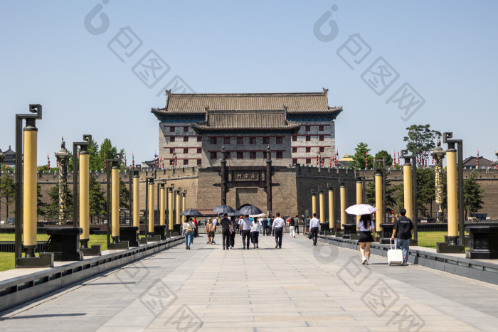 陕西西安古城墙永宁门城门楼摄影图图片-包图网企业站