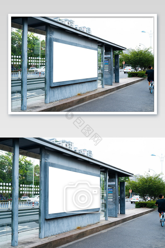 杭州公交站城市基础建设空白广告牌海报摄影图片
