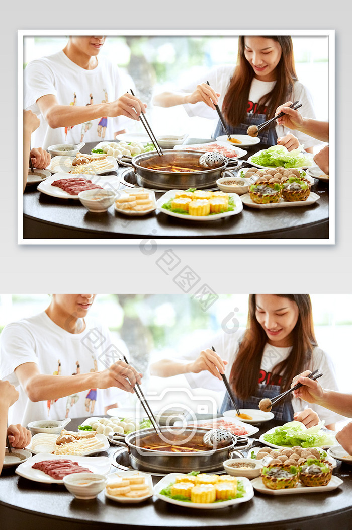 火锅中式餐饮食材朋友聚会海报摄影图