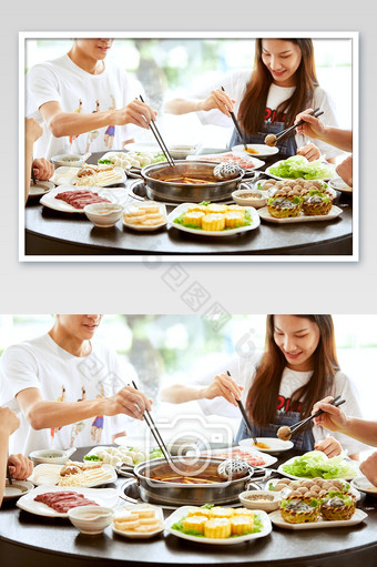 火锅中式餐饮食材朋友聚会海报摄影图图片