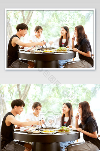 火锅中式餐饮聚会坐在一起聚餐海报摄影图图片