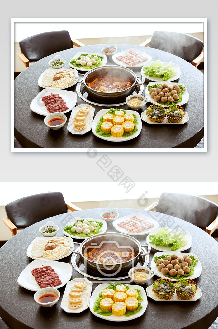火锅中式餐饮食材全景海报摄影图