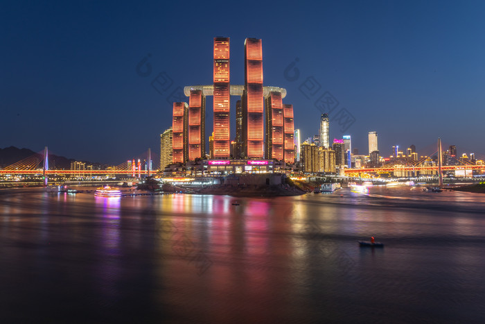 重庆朝天门来福士夜景摄影素材