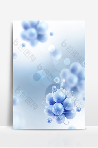 蓝色科技分子结构背景图片
