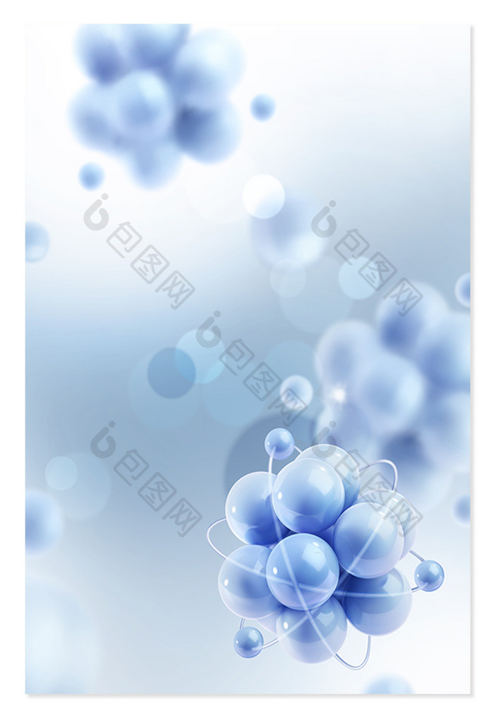 蓝色科技分子结构背景