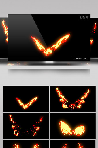3组动漫天使恶魔火焰翅膀视频素材带通道图片