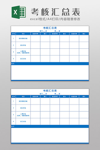 部门周考核汇总表Excel模板图片