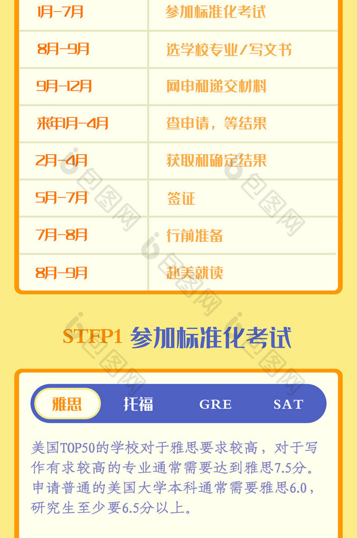 美国出国留学流程全攻略h5长图活动页面
