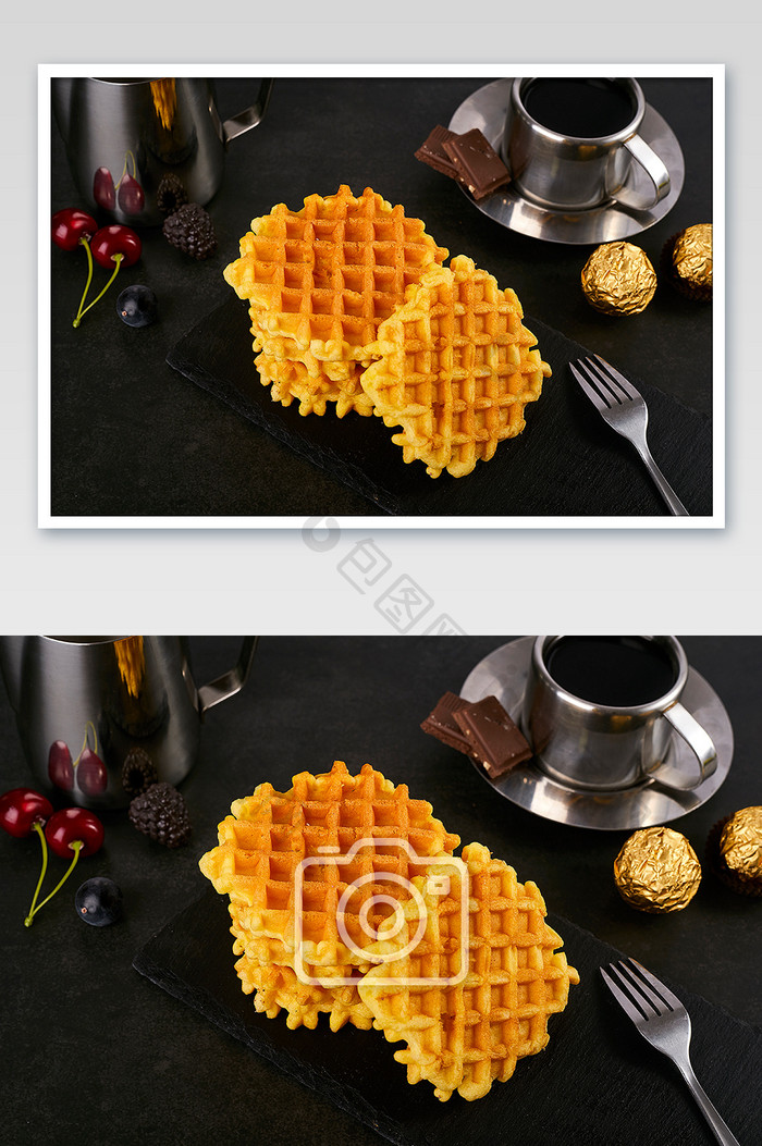 网格饼干烘培点心零食咖啡早餐美食摄影图片