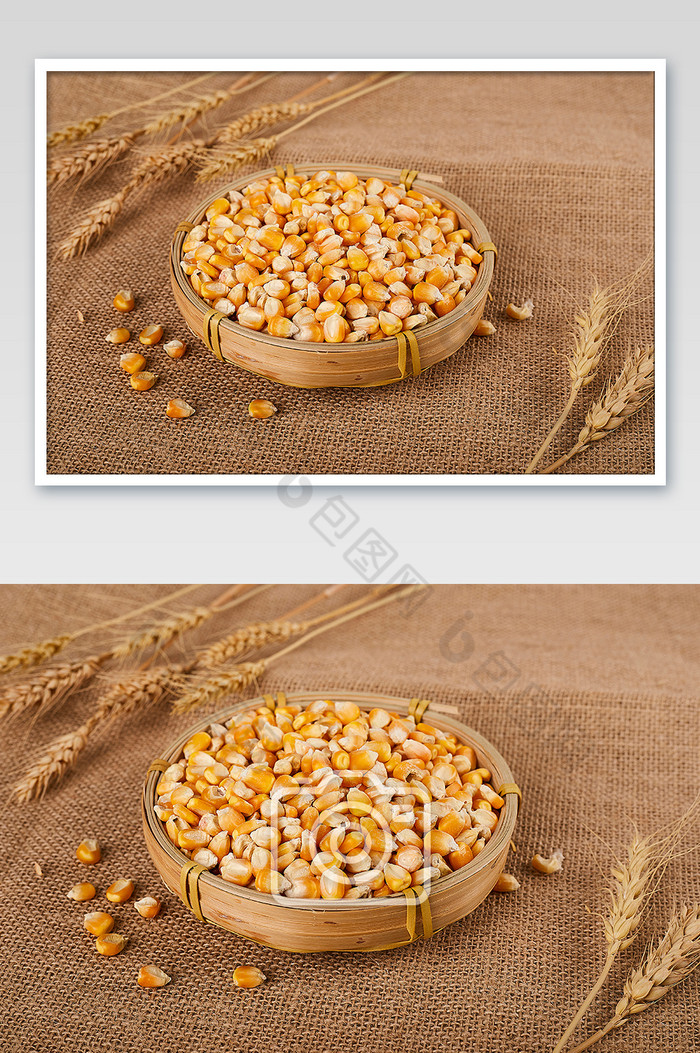 黄色玉米五谷杂粮天然健康篮子美食摄影图片图片