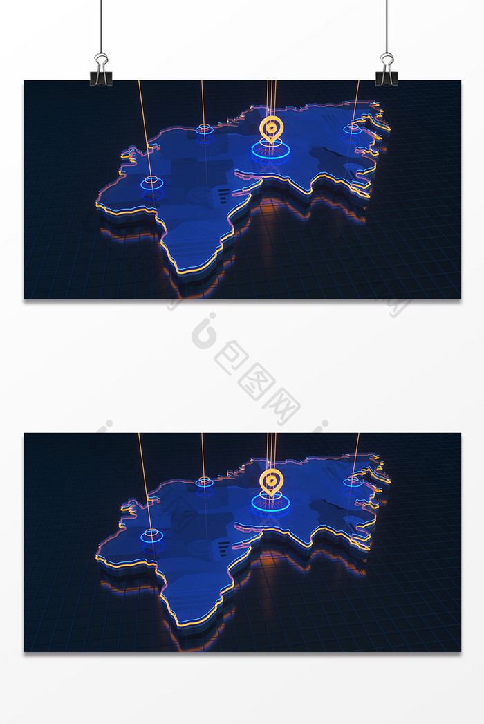 C4D蓝色大气光感科技时尚定位版块背景