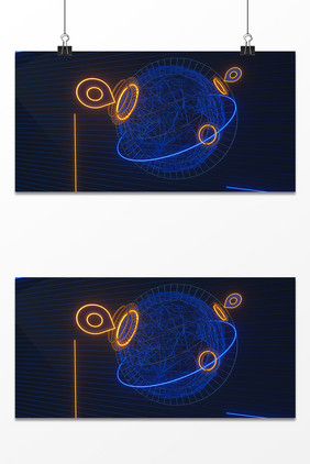 C4D立体简约蓝色大气科技感定位装饰背景