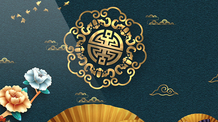 中式国潮金色花纹背景素材AE模板