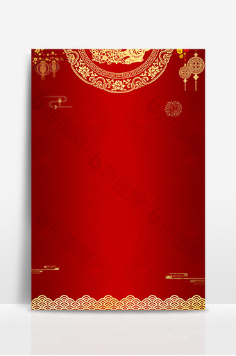 红色中国风边框灯笼设计背景图片
