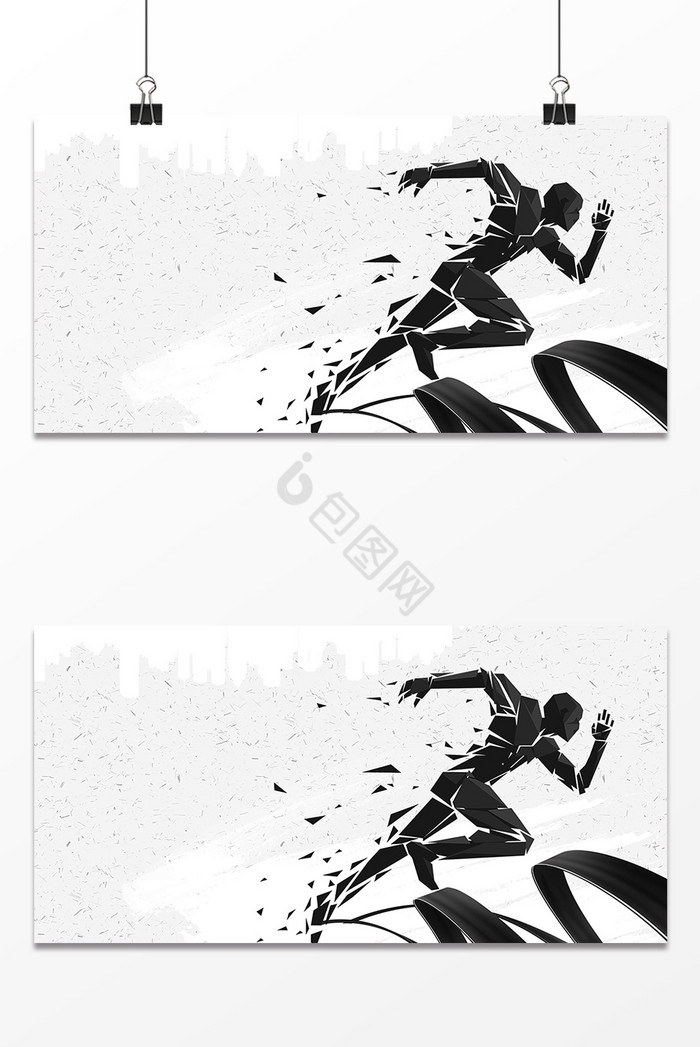 人物奔跑剪影体育图片