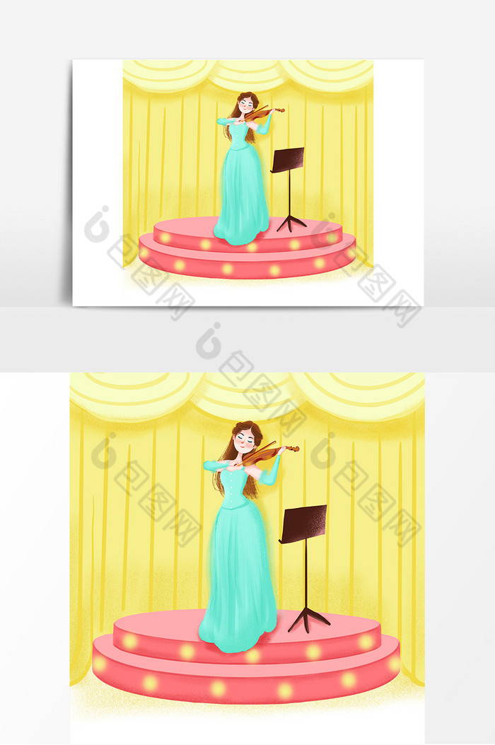 舞台剧歌舞剧手拉小提琴美女插画图片图片
