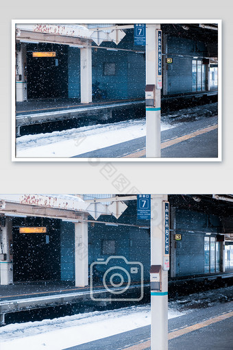 北海道车站雪花摄影图片