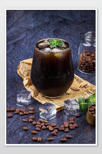 棕色美食冰咖啡冰块摄影图片