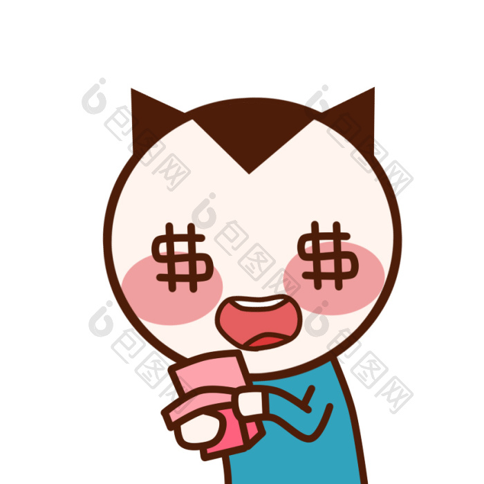 原创可爱卡通蓝衫小子数钱动态表情包gif动图下载-包图网