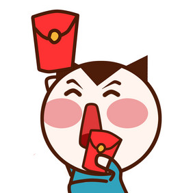 原创可爱卡通蓝衫小子收红包动态表情包