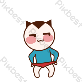 原创可爱卡通蓝衫小子搞笑拉内裤动态表情包