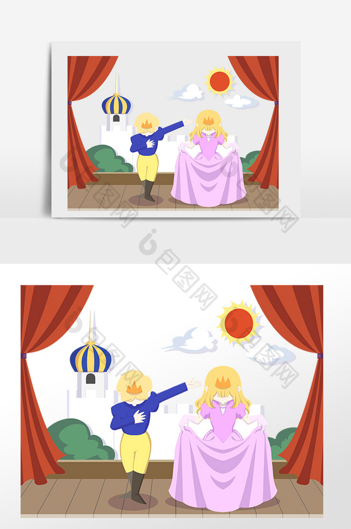 舞台剧谢幕人物插画图片