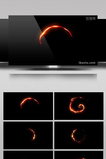 4组影视动漫弧线形火焰特效动画视频素材图片