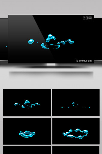 6组卡通手绘水珠滴落飞溅动画视频素材图片