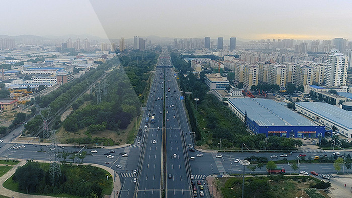 大气航拍沈海高速车流视频