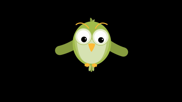 绿色清凉可爱卡通小鸟挥动翅膀动图GIF图