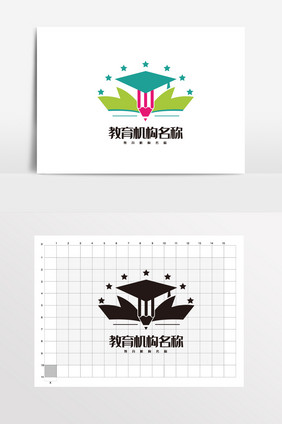 教育铅笔博士帽学校LOGO标志VI