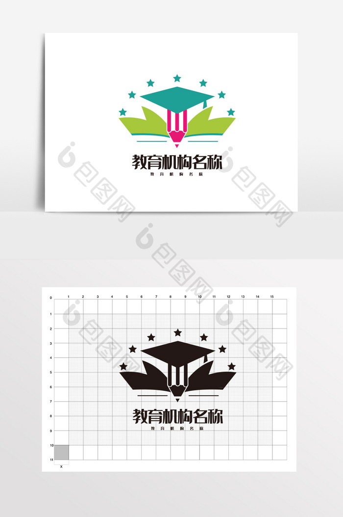 教育铅笔博士帽学校LOGO标志VI