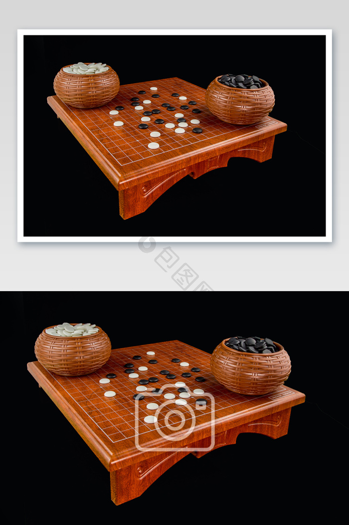 棋盘上的围棋对弈片