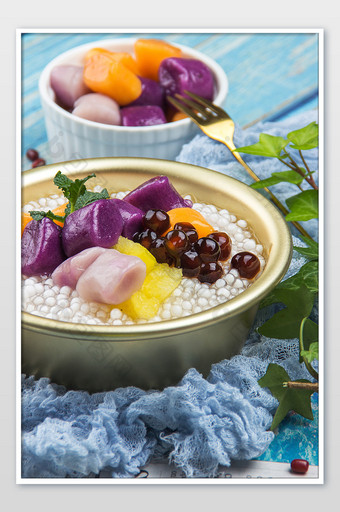 夏日清凉美食西米露芋圆珍珠摄影图图片