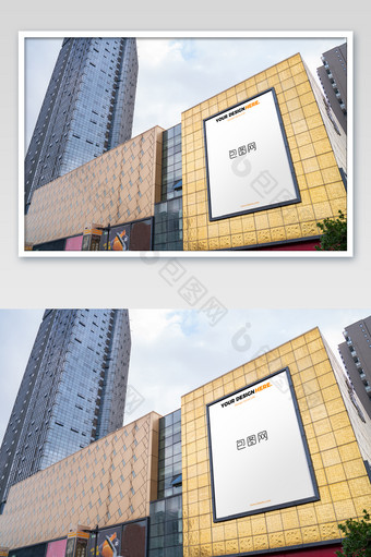户外空白广告牌大厦宣传海报牌大楼海报样机图片