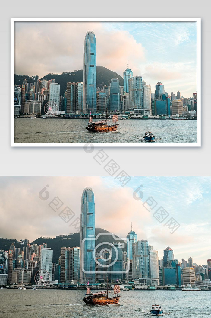 香港中环百天蓝天白云摄影图