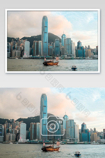 香港中环百天蓝天白云摄影图图片