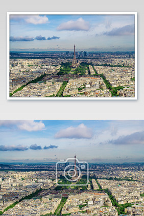 法国巴黎铁塔城市地标全景图