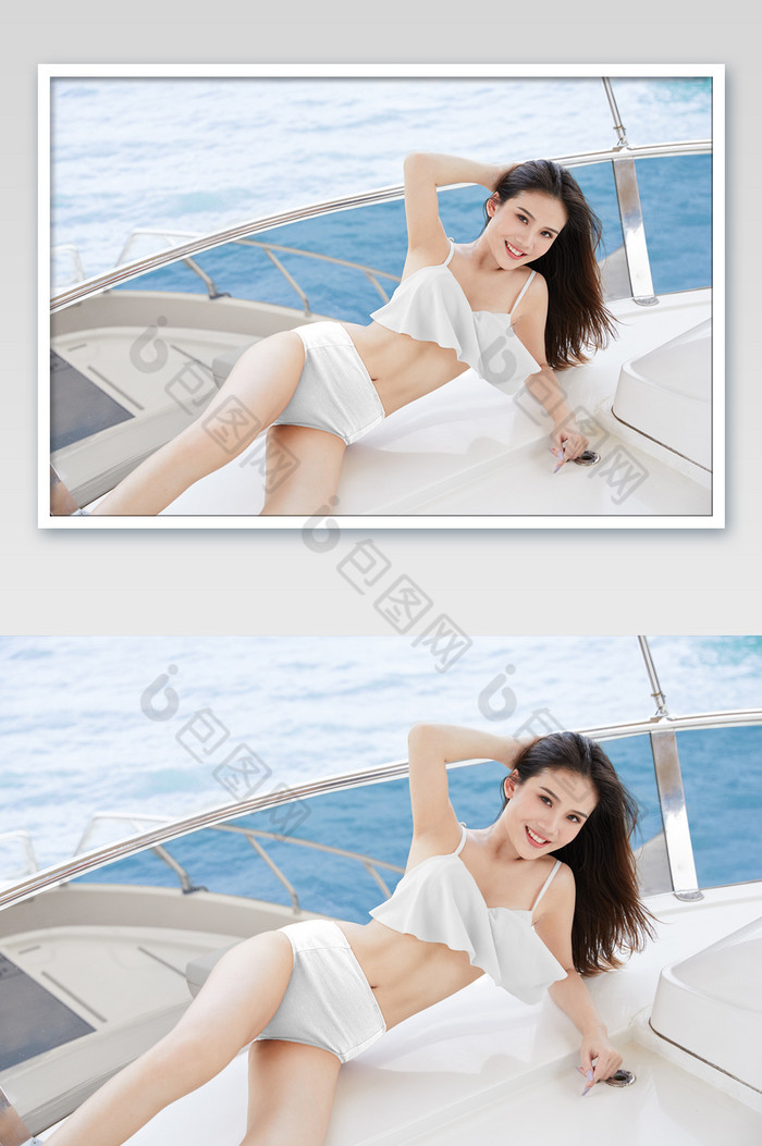 海滨游艇清纯性感泳装比基尼美女泳装图片图片