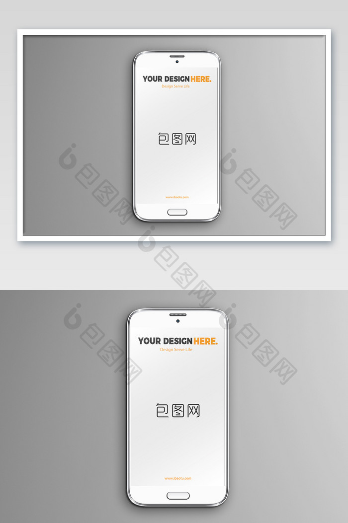 安卓手机平躺灰色底图app展示海报样机