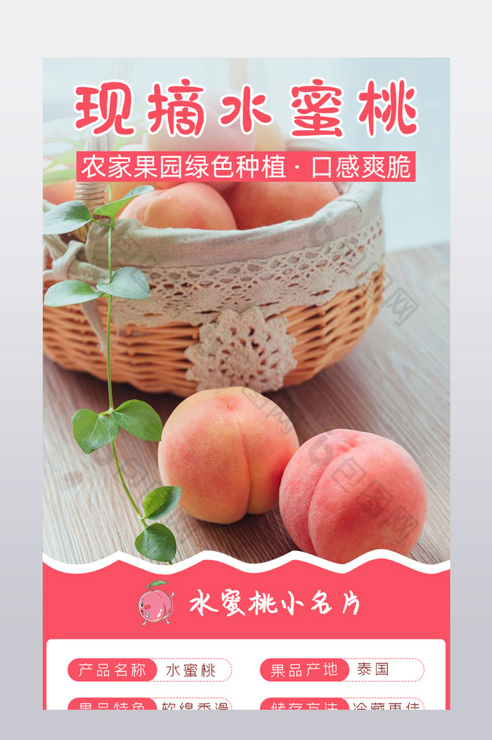 夏季水蜜桃桃子有机新鲜水果电商淘宝详情页图片图片
