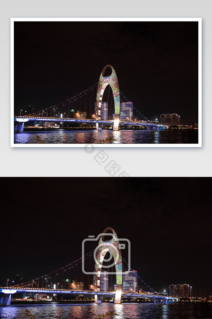 广州地标猎德大桥夜景摄影图片