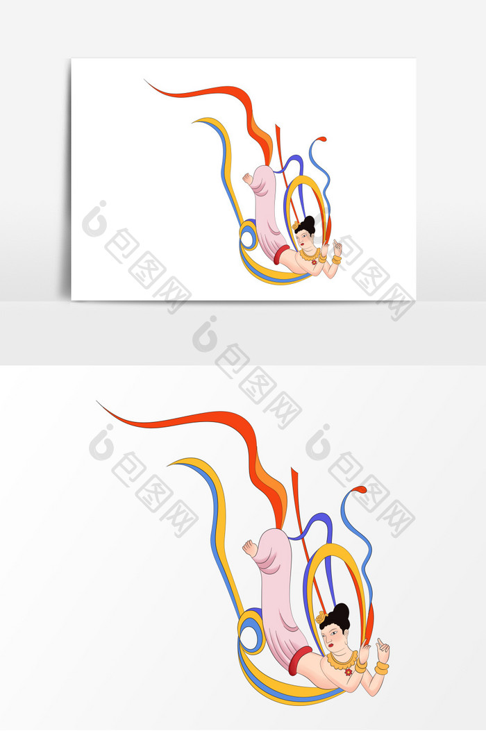 莫高窟敦煌飞天壁画文化遗产手绘元素