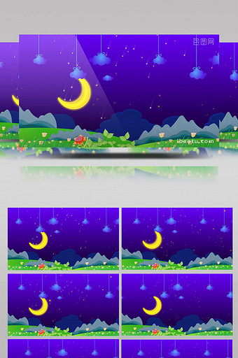 梦幻月亮舞台卡通背景图片