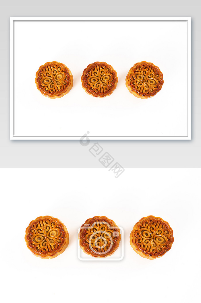 三个排成一排的中秋月饼图片