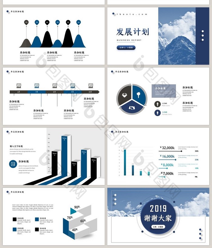 蓝色创意大气商业计划书PPT模板