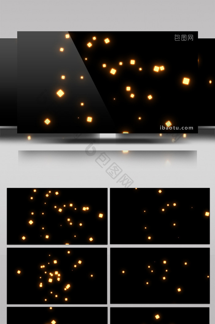 4组黄金发光方块粒子飞散动画视频素材