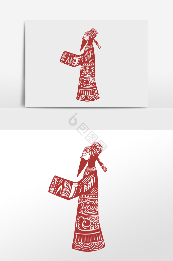 胡子人物皮影戏插画